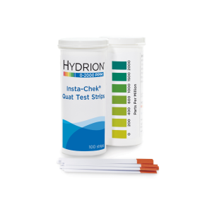 Hydrion QT-2000 Quat Test Strips range 0-2000 ppm, 100strips/vial