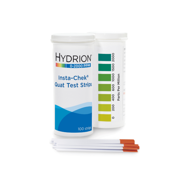 Hydrion QT-2000 Quat Test Strips range 0-2000 ppm, 100strips/vial